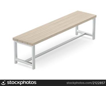 Outdoor wood bench on white background