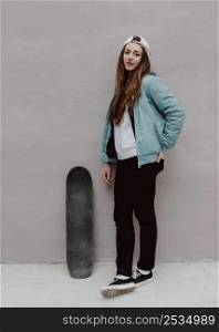 outdoors skater girl her skateboard 2