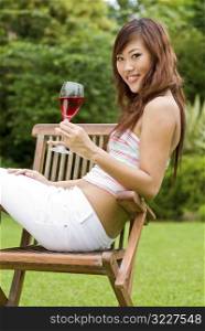 Outdoors with wine