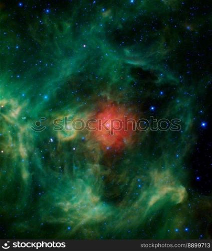 Outer Space Green Galaxy Stars Universe Cosmic Background