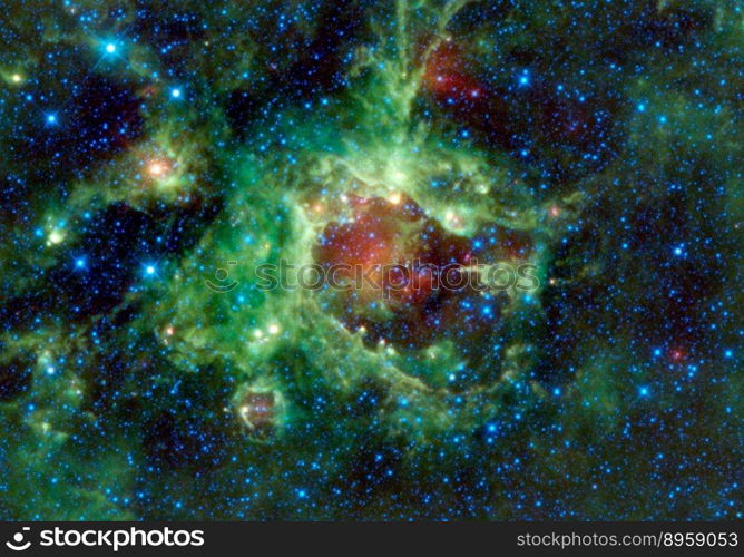 Outer Space Green Galaxy Stars Universe Cosmic Background