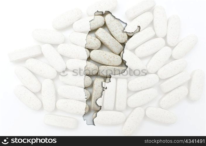Outline argentina map with transparent background of capsules symbolizing pharmacy and medicine