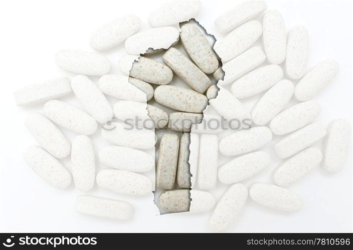 Outline benin map with transparent background of capsules symbolizing pharmacy and medicine