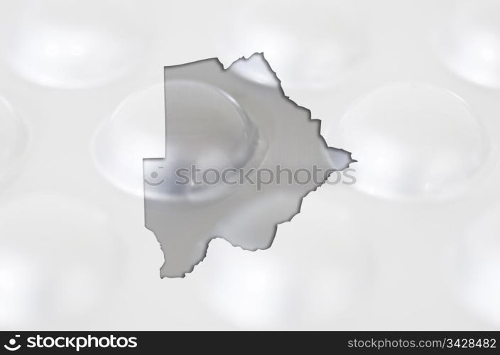 Outline botswana map with transparent background of capsules symbolizing pharmacy and medicine