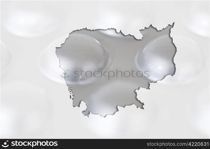 Outline cambodia map with transparent background of capsules symbolizing pharmacy and medicine