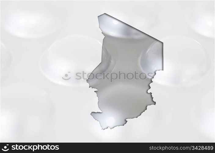 Outline chad map with transparent background of capsules symbolizing pharmacy and medicine