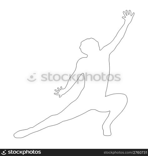 Outline Dancing Lady Kneeling Spread Leg Pose Silhouette