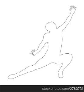 Outline Dancing Lady Kneeling Spread Leg Pose Silhouette