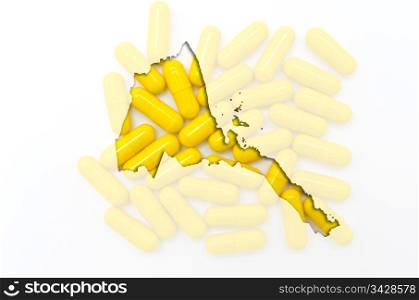 Outline eritrea map with transparent background of capsules symbolizing pharmacy and medicine