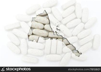 Outline eritrea map with transparent background of capsules symbolizing pharmacy and medicine