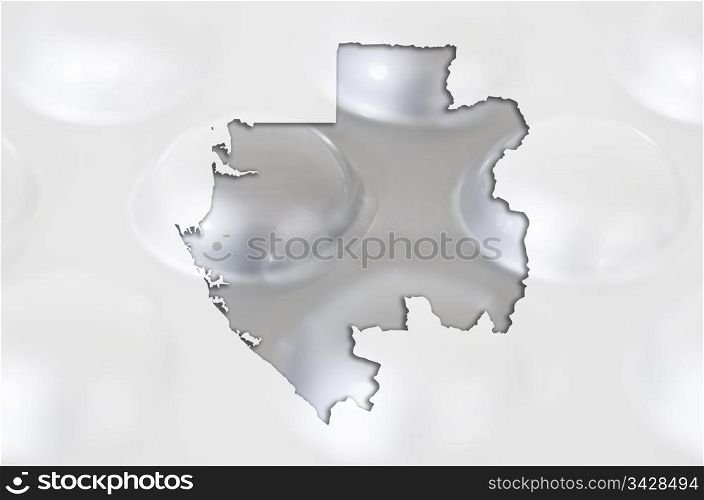 Outline gabon map with transparent background of capsules symbolizing pharmacy and medicine