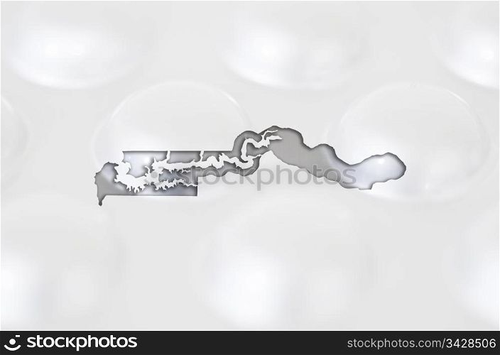Outline gambia map with transparent background of capsules symbolizing pharmacy and medicine