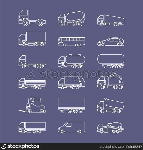 Outline icons cars. Vector illustration