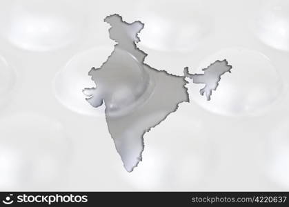 Outline india map with transparent background of capsules symbolizing pharmacy and medicine