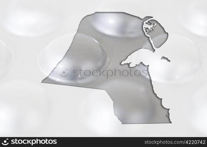 Outline kuwait map with transparent background of capsules symbolizing pharmacy and medicine