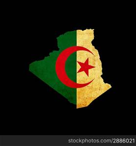 Outline map of Algeria with flag and grunge paper effect