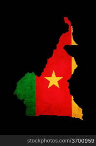 Outline map of Cameroon with flag and grunge paper effect