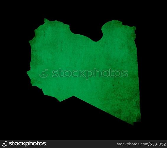 Outline map of Libya with flag and grunge paper effect