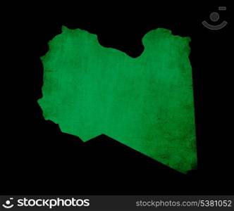 Outline map of Libya with flag and grunge paper effect