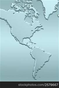 Outline map of North and South America