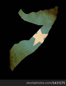 Outline map of Somalia with flag and grunge paper effect