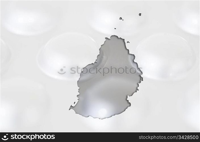 Outline mauritius map with transparent background of capsules symbolizing pharmacy and medicine