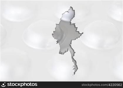 Outline myanmar map with transparent background of capsules symbolizing pharmacy and medicine