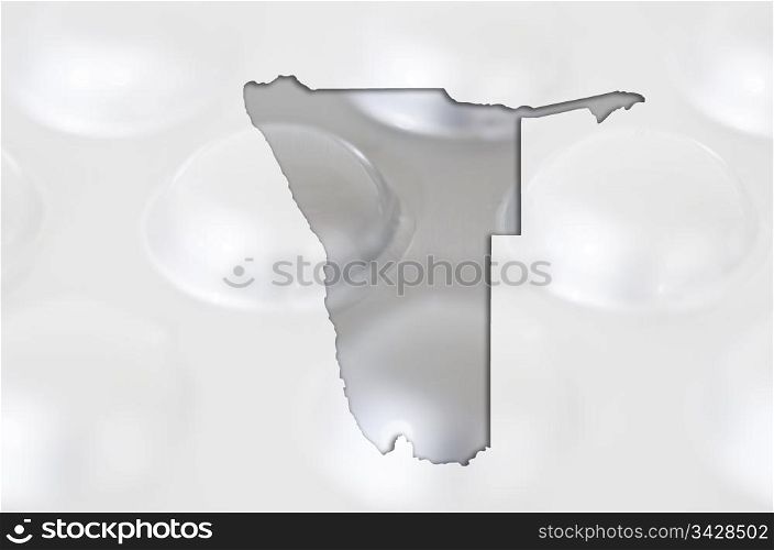 Outline namibia map with transparent background of capsules symbolizing pharmacy and medicine