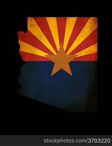 Outline of American USA Arizona state with grunge effect flag insert