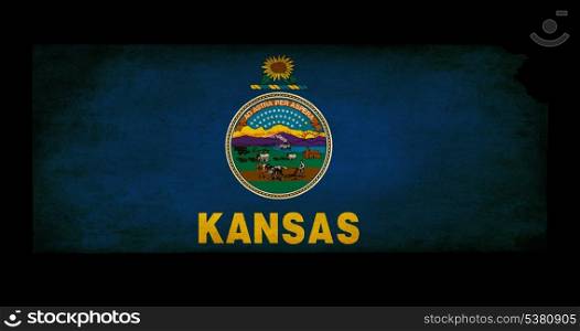 Outline of American USA Kansas state with grunge effect flag insert