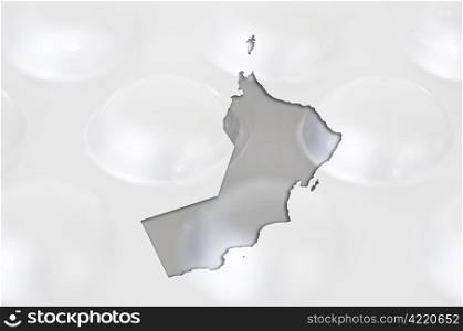 Outline oman map with transparent background of capsules symbolizing pharmacy and medicine