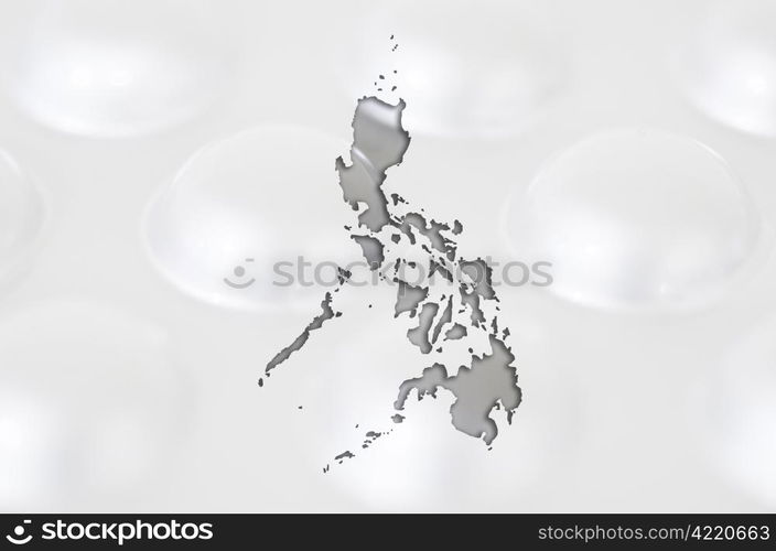 Outline philippines map with transparent background of capsules symbolizing pharmacy and medicine