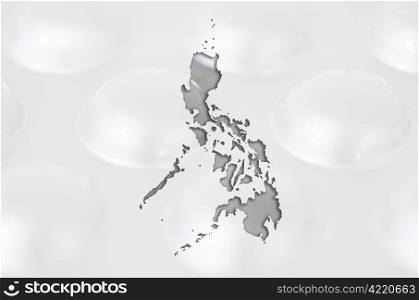 Outline philippines map with transparent background of capsules symbolizing pharmacy and medicine