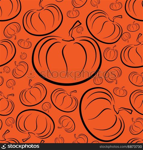 outline pumpkins seamless pattern. Pumpkin patch background.. outline pumpkins seamless pattern. Pumpkin patch background. Orange color.