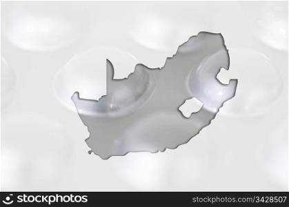 Outline south africa map with transparent background of capsules symbolizing pharmacy and medicine