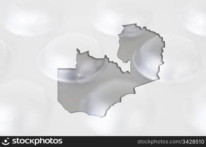 Outline zambia map with transparent background of capsules symbolizing pharmacy and medicine