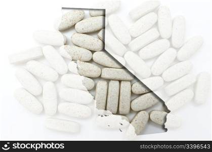 Outlined california map with transparent background of capsules