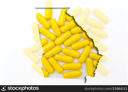 Outlined georgian map with transparent background of capsules