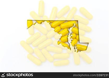 Outlined Illionis maryland with transparent background of capsules