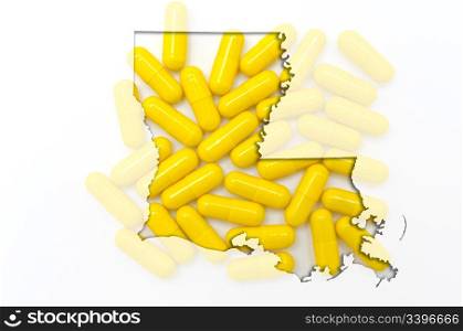 Outlined luisiana map with transparent background of capsules