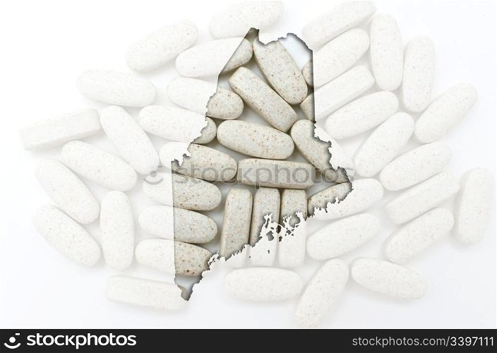 Outlined maine with transparent background of capsules