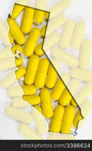 Outlined map of Austria with transparent background of pills