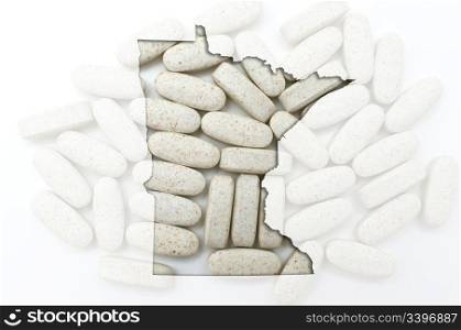 Outlined minnesota with transparent background of capsules