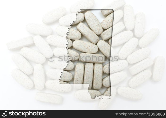 Outlined mississippi with transparent background of capsules