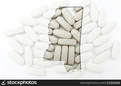 Outlined mississippi with transparent background of capsules