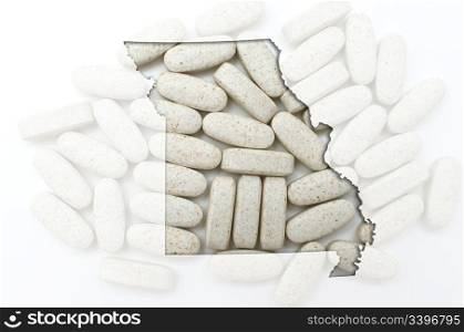 Outlined missouri with transparent background of capsules