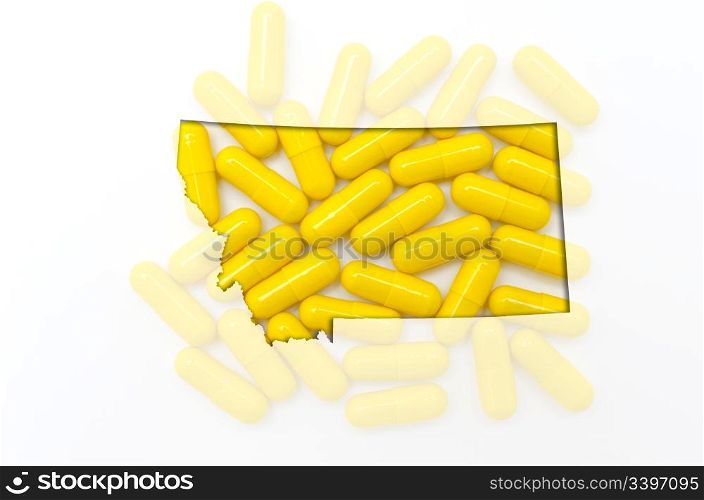 Outlined montana with transparent background of capsules