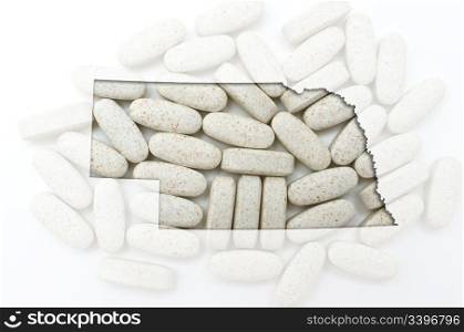 Outlined nebraska with transparent background of capsules