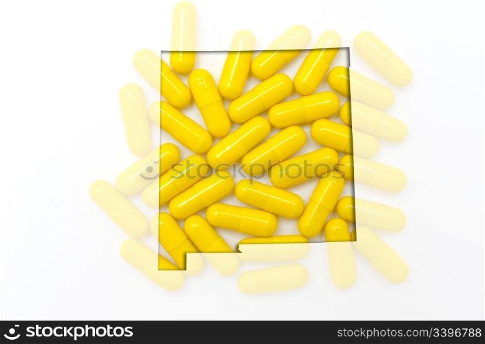 Outlined new mexico with transparent background of capsules