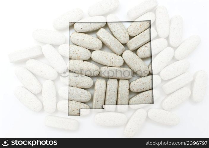 Outlined new mexico with transparent background of capsules